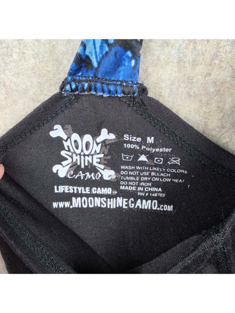 Moonshine Camo Women's Racerback Tank Top Black & Blue Size M Lightweight - Picture 3 of 5
